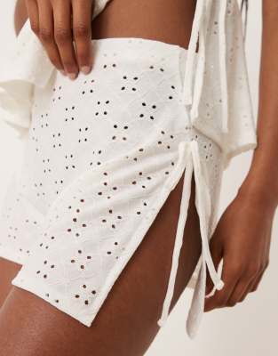 Asos Design Eyelet Tie Side Shorts In Pattern