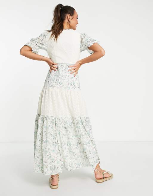 floral midi dress off shoulder Blue floral off-shoulder midi dress L
