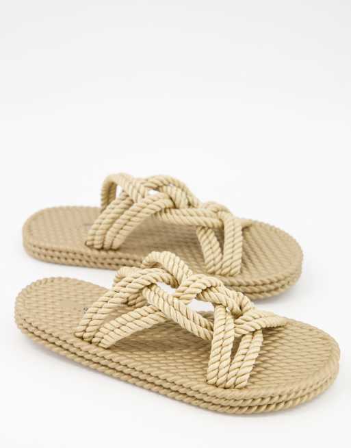 ASOS DESIGN Jelly rope tie espadrilles sandals in beige