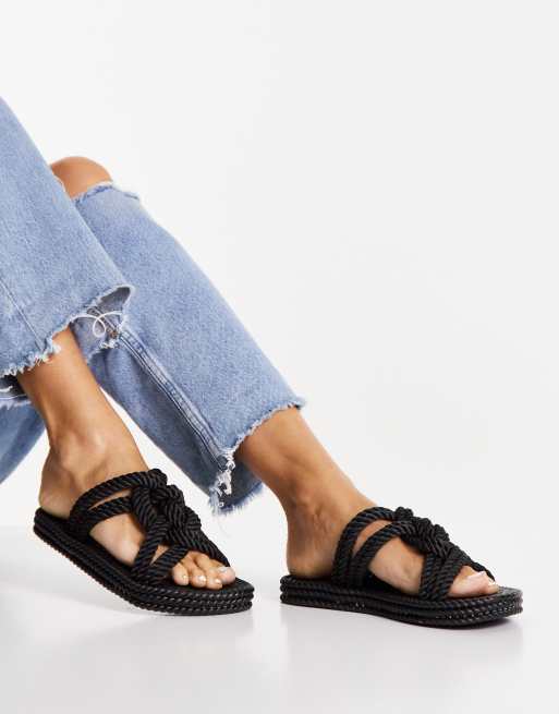 ASOS DESIGN Fabio Jelly Sandalen im Seil Design in Schwarz ASOS