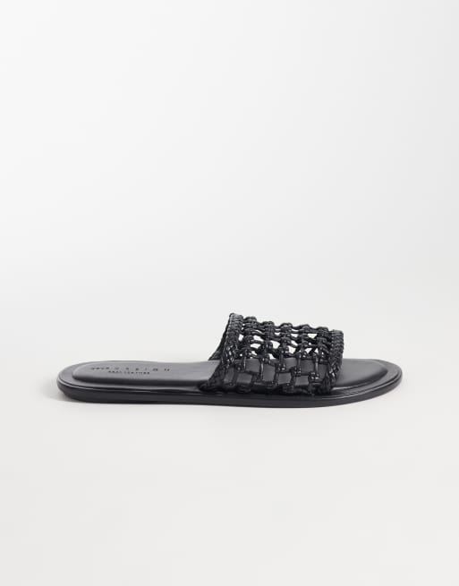ASOS DESIGN – Fabiola – Czarne plecione sandały mule premium ze skóry, 2 z 4