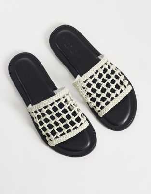 Fabiola - Hochwertige Mules-Sandalen aus Leder in Weiß mit Flechtdesign Weiß 37