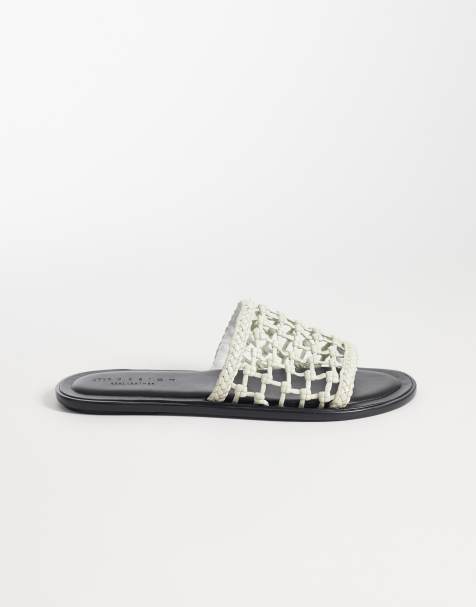 ASOS DESIGN Fabiola premium weave mule sandals in white leather - view 1