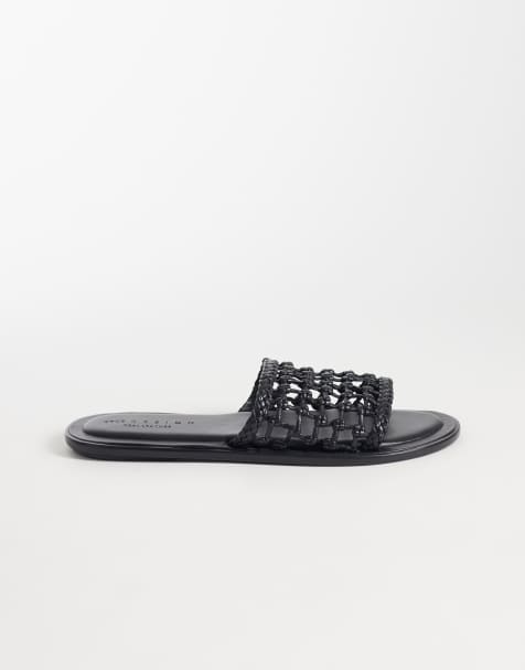 ASOS DESIGN Fabiola premium woven mule sandals in black leather - view 1