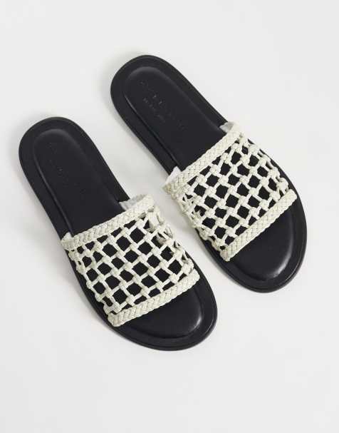 ASOS DESIGN Fabiola premium woven mule sandals in white leather - view 1