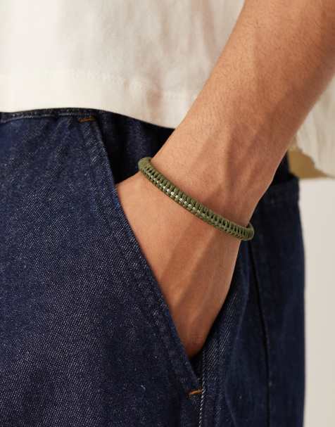 ASOS DESIGN fabric bangle in khaki - view 1
