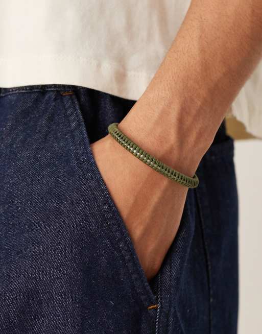ASOS DESIGN fabric bangle in khaki