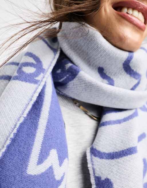 ASOS Monogram Jacquard Print Blanket Scarf in Natural