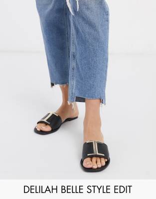 asos black flat sandals