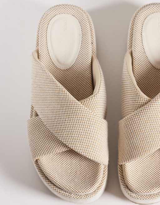 ASOS DESIGN – Factor – Naturfärgade flatform-sandaler med korsade remmar, 4 av 4