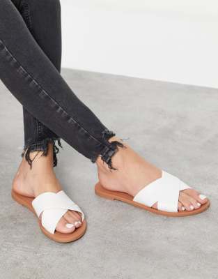 ASOS DESIGN Facts cross strap mule sandals in white