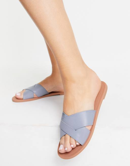 ASOS DESIGN - Facts - Muiltjes met gekruiste banden in blauw