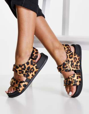 leopard fur sandals