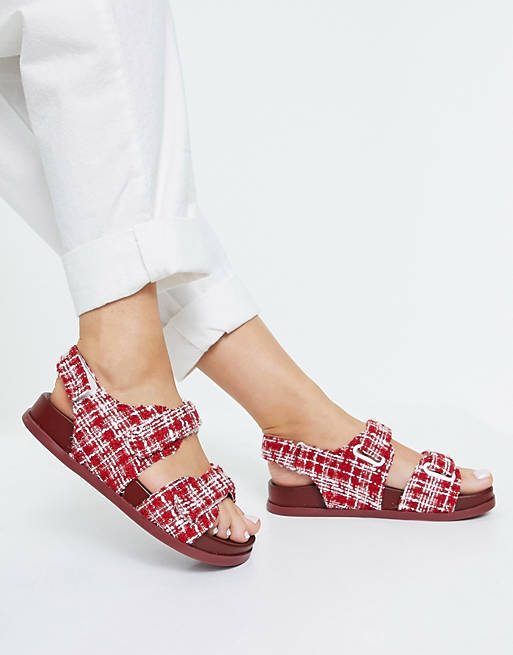 ASOS DESIGN Factually sporty sandals in red tweed