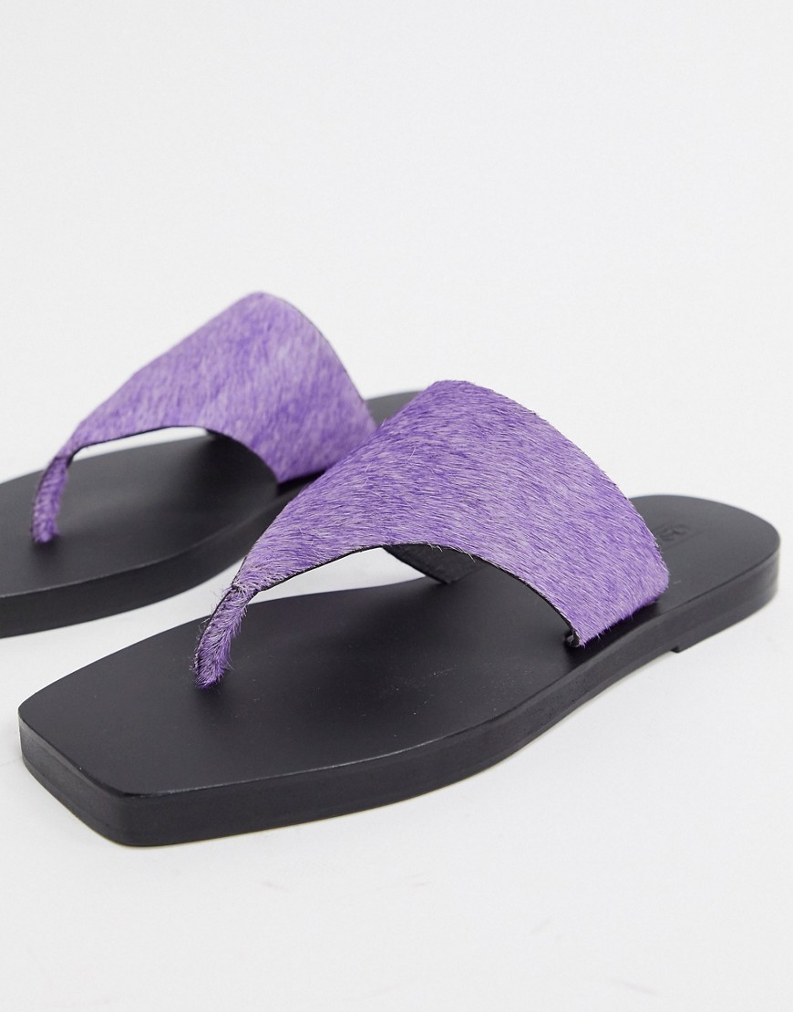 ASOS DESIGN - Fae - Leren platte sandalen in paars