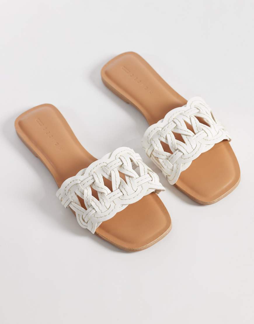 Faina - Flache Sandalen in Weiß in Flechtoptik Weiß 42