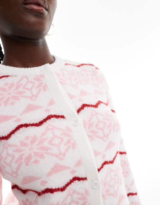 ASOS DESIGN fair isle crew neck crop cardigan (part of a set), 4 of 4