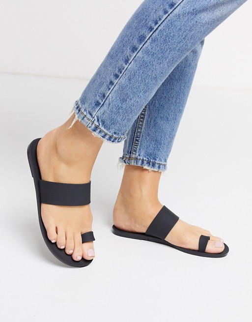 ASOS DESIGN Fairfield toe loop jelly sandal in black
