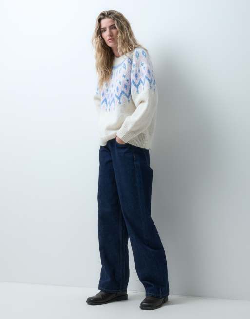 ASOS DESIGN fairisle-grovstickad oversizetröja i creme, 5 av 5