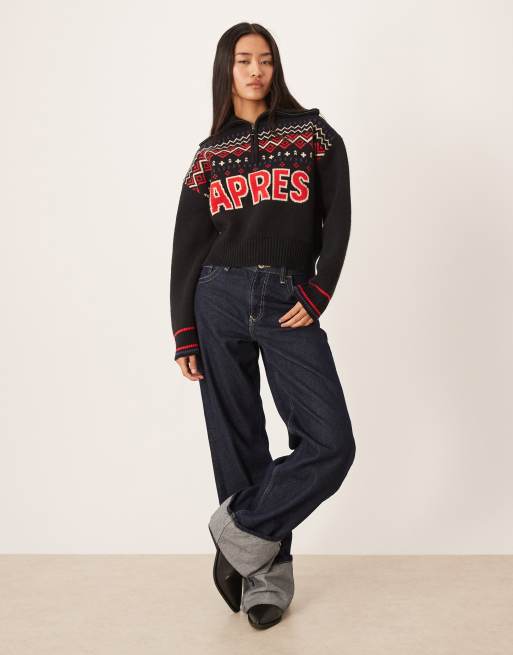 ASOS DESIGN – Fairisle-tröja med Apres-text och dragkedja vid halsen, 2 av 4