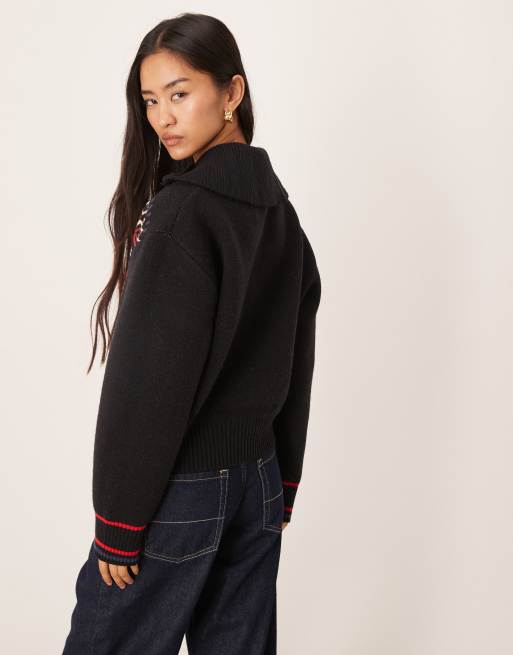ASOS DESIGN – Fairisle-tröja med Apres-text och dragkedja vid halsen, 3 av 4