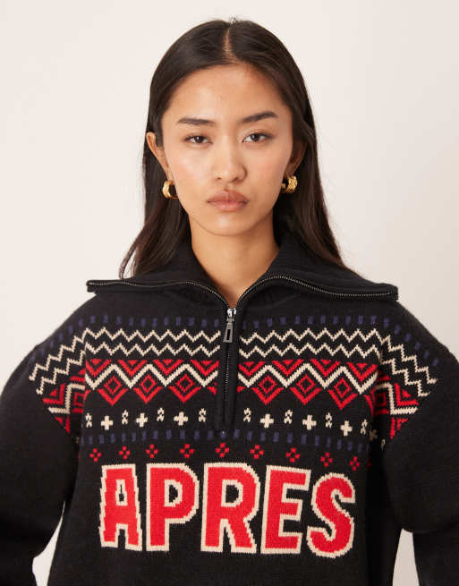 ASOS DESIGN – Fairisle-tröja med Apres-text och dragkedja vid halsen, 4 av 4
