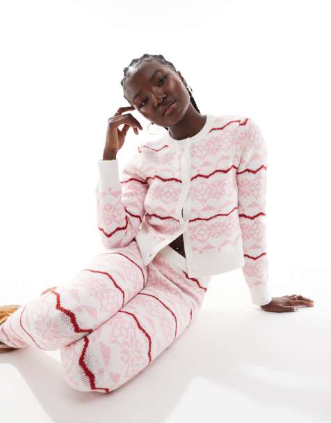 ASOS DESIGN – Fairislemönstrad, kort grovstickad kofta med rund halsringning, del av set - view 1