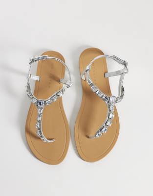 Asos Design Fairywings Embellished Flat Sandals In White