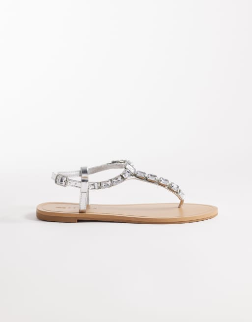 ASOS DESIGN - Fairywings - Sandali bassi a pianta larga argento con decorazioni, 2 di 4