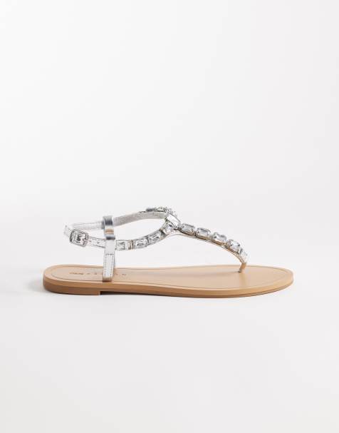 ASOS DESIGN - Fairywings - Sølvfarvede flade sandaler med udsmykning - view 1