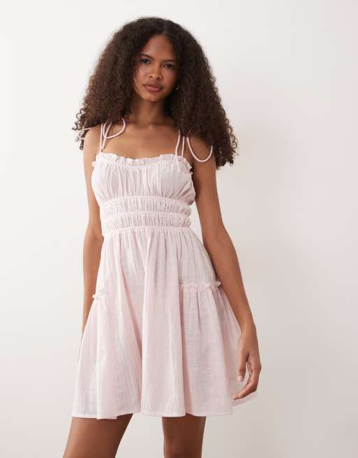 ASOS DESIGN – Faith – Gesmoktes, kurzes Sommerstrandkleid in Blasslila, 3 von 4
