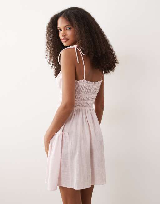 ASOS DESIGN – Faith – Gesmoktes, kurzes Sommerstrandkleid in Blasslila, 4 von 4