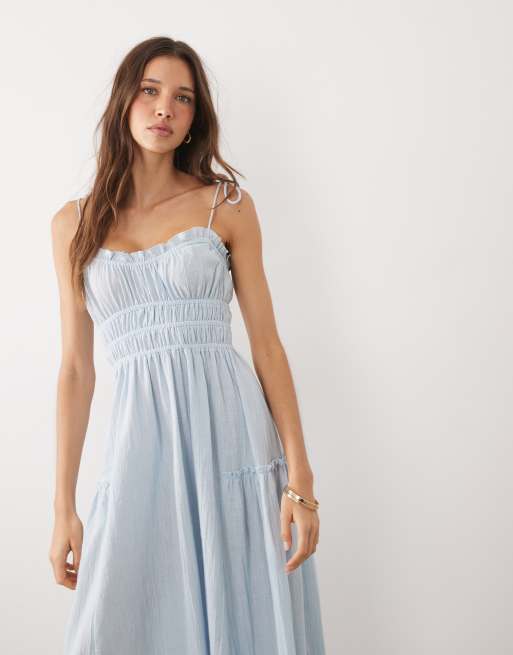 ASOS DESIGN – Faith – Gesmoktes Maxi-Strandkleid in zartem Blau, 3 von 4