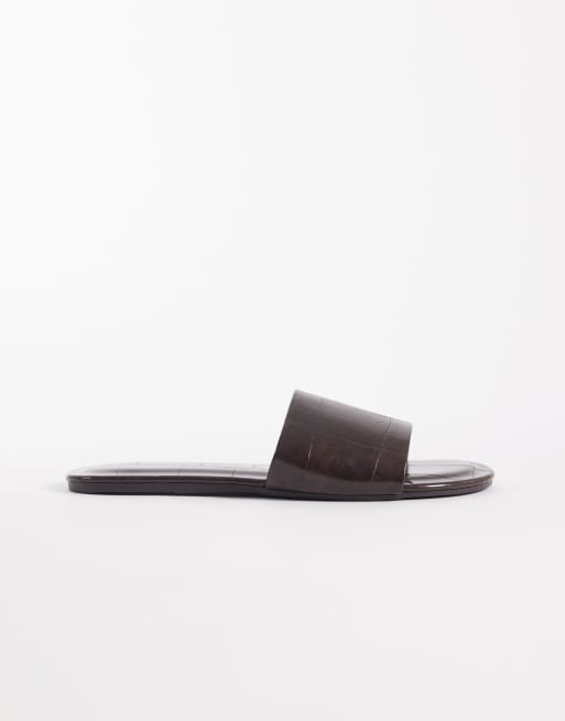 ASOS DESIGN - Faith - Sandales plates effet croco - Chocolat, 2 de 4