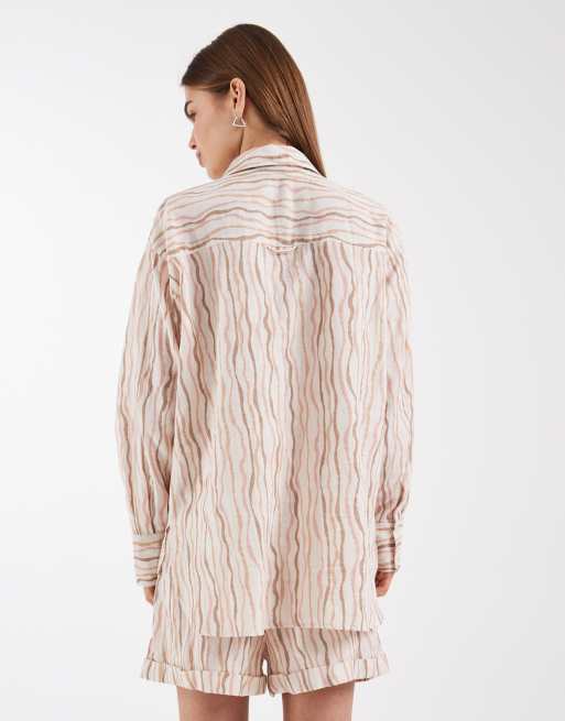 ASOS DESIGN – Fakturowana bawełniana koszula oversize w paski, 3 z 4