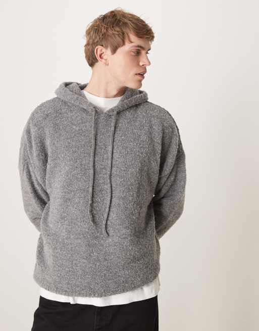 ASOS DESIGN – Fakturowana dzianinowa bluza oversize o pudełkowym kroju w szarym melanżowym kolorze