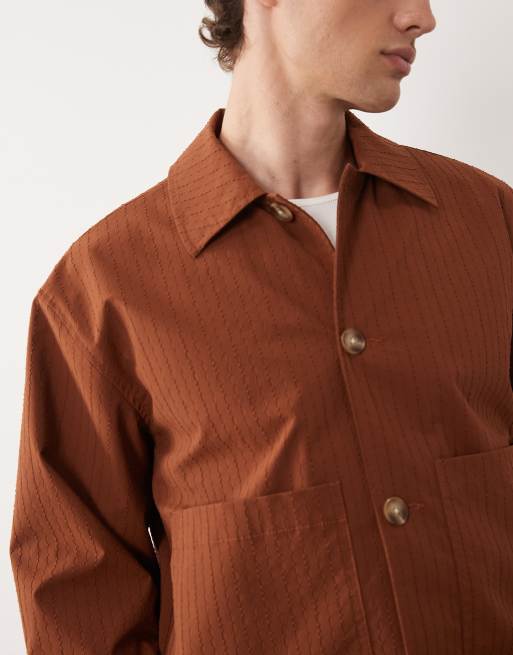 ASOS DESIGN – Fakturowana kurtka Harrington w rdzawym kolorze, 4 z 9
