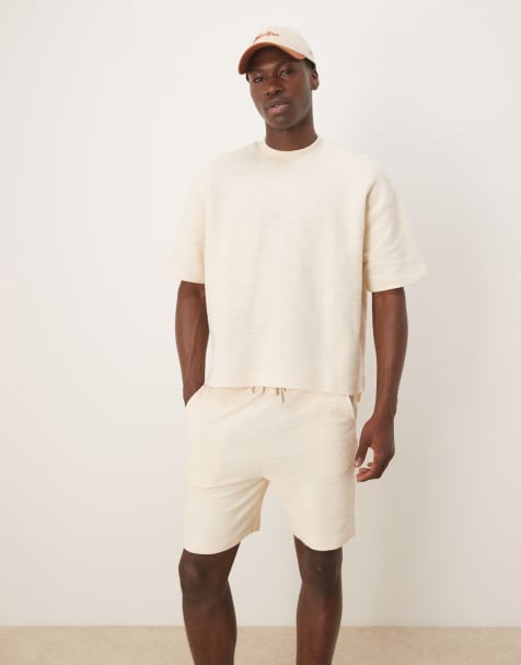 ASOS DESIGN – Fakturowane kremowe szorty, część zestawu - view 1