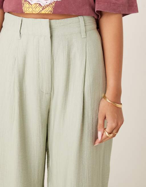 ASOS DESIGN – Fakturowane szałwiowe spodnie z baryłkowymi nogawkami, 4 z 5