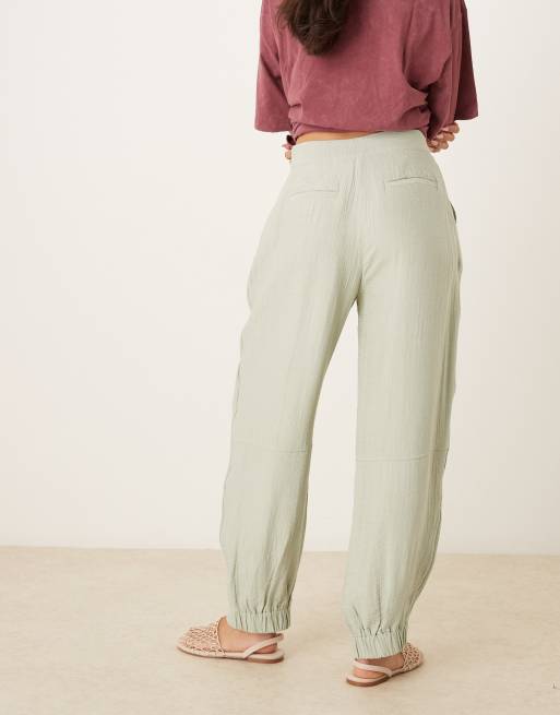 ASOS DESIGN – Fakturowane szałwiowe spodnie z baryłkowymi nogawkami, 5 z 5