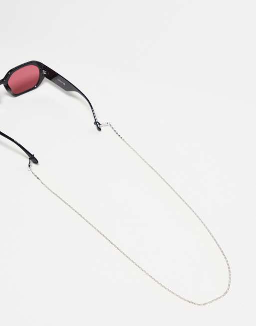 ASOS DESIGN – Fakturowany łańcuszek do okularów przeciwsłonecznych w odcieniu srebra