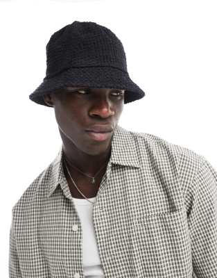 ASOS DESIGN – Fakturowany czarny kapelusz typu bucket - view 1