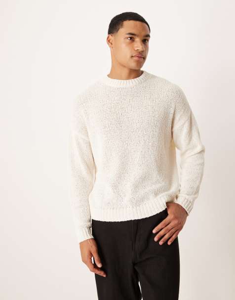 ASOS DESIGN relaxed textured knitted jumper in ecru