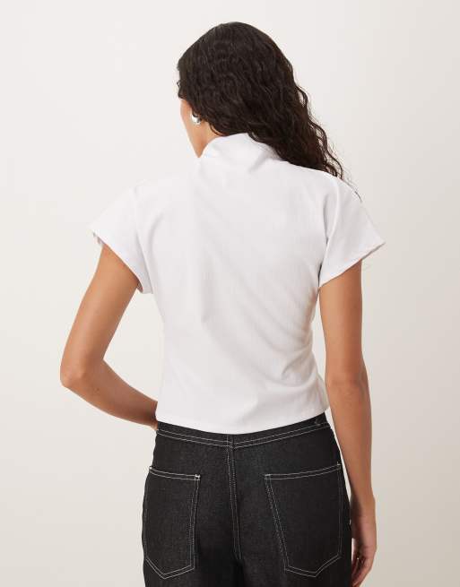 ASOS DESIGN – Fakturowany elegancki top drapowany w kolorze kości słoniowej, 3 z 4