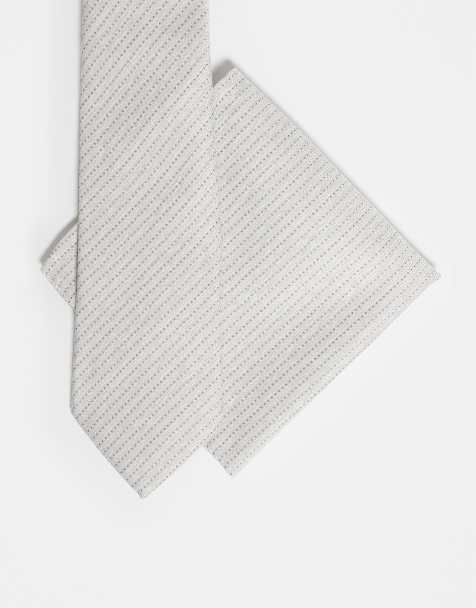 ASOS DESIGN – Fakturowany kamiennobeżowy zestaw z krawatem i poszetką - view 1