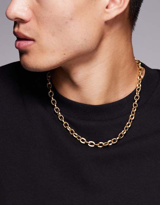 ASOS DESIGN – Fakturowany naszyjnik łańcuszkowy z wodoodpornej stali nierdzewnej w kolorze złota