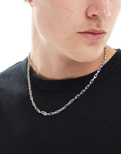ASOS DESIGN – Fakturowany naszyjnik z łańcuszkowymi ogniwami w odcieniu srebra - view 1