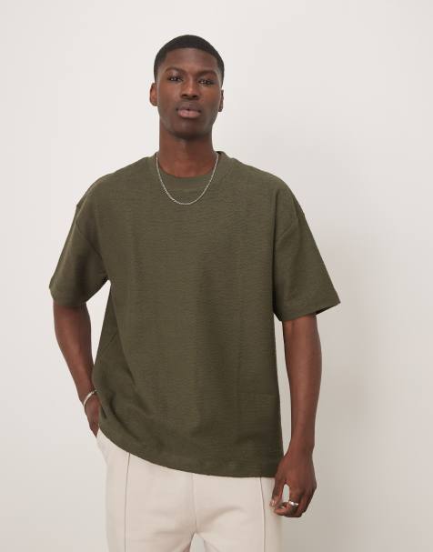 ASOS DESIGN – Fakturowany zielony T-shirt oversize premium - view 1