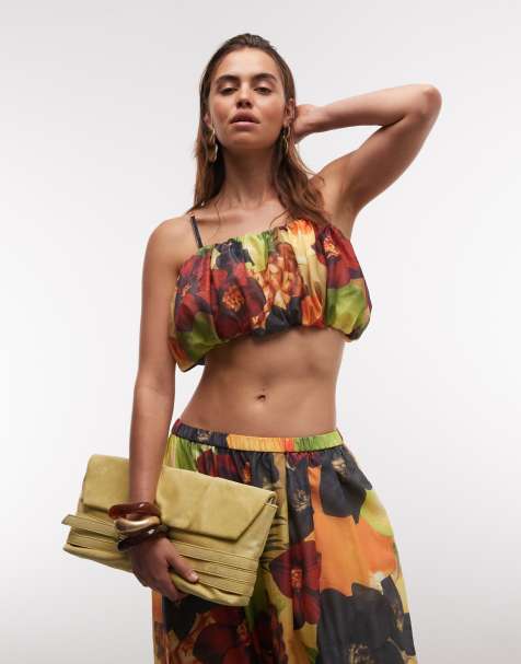 ASOS DESIGN ruffle top co-ord in tropical print