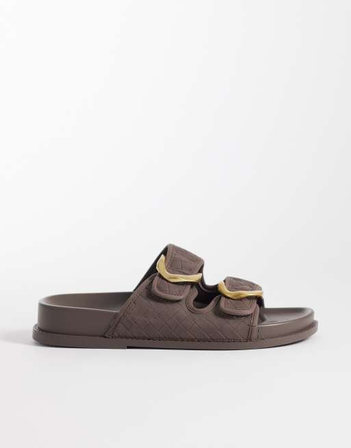 ASOS DESIGN – Falcon – Chokladbruna sandaler med formad sula och två spännen, 2 av 4